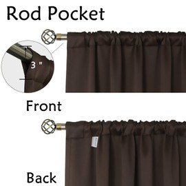 BGment Blackout Curtains 48 Inches Long for Windows - 38 x 48 inch Curtains Rod Pocket and Back Tab Thermal Insulated Room Darkening Curtains for Kitchen/Cafe Room, 2 Window Panels, Brown