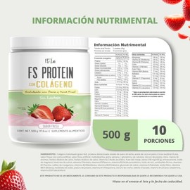FS LAB Proteína de Suero de Leche en Polvo con Colágeno Sabor Fresa con Vitaminas, Minerales, Aceite de Coco, Endulzado con Monk Fruit y Stevia Produc