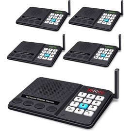 GLCONN 5 Pack Wireless Intercom System - Room to Room Communication - 10 Channel, 3 Code Intercoms for Home, House
