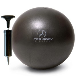 (Black) - Mini Exercise Ball with Pump - 23cm Bender Ball for Stability, Barre, Pilates, Yoga, Core Training and Physical Therapy