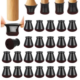 Pack of 24 Chair Leg Caps, Black, Small, Round Chair Leg Caps, Protective Caps for Chair Legs with Wrapped Felt, Felt Gliders for Chairs, Used to Protect Floors and Reduce Noise (Fit:14-20 mm)