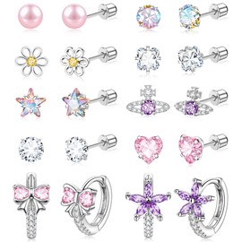 Surgical Stainless Steel Screw Back Earrings, Hypoallergenic Jewelry for Baby Toddler Girls Kids Sensitive Ears