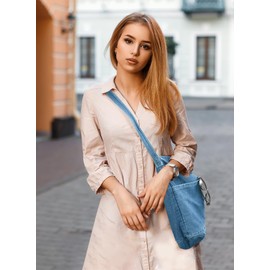 BAOKELAN Shoulder Bag for Women Denim Hobo Crossbody Bag Large Canvas Tote Bags Light Blue