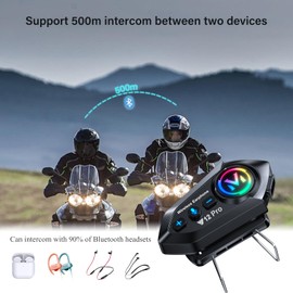 2 x Bluetooth Motorcycle Helmet Headset Motorcycle Helmet Bluetooth 5.4 Headset Dual Chip for Audio Multitasking Helmet Intercom Headphones Communication System for 2 Riders with 500 m Compatible All