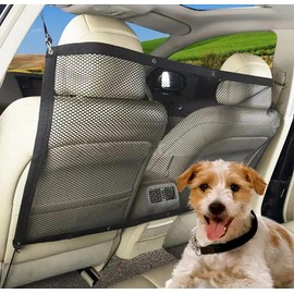 XNBTFK Car Dog Guard, Dog Guard for Car Boot, Universal Pet Divider, Adjustable Barrier with Heavy Duty Mesh, Safety Net with Adjusting Rope and Hooks