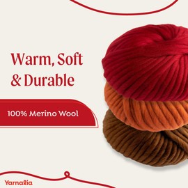 Softy Yarn Bulky Weight 6-Pack Composed of Merino Wool | Ultra-Soft Yarn Spun for Knitting & Crocheting for Sweaters, Blankets & Accessories | 100g, 49 Yards per Ball | Ruby Shoes