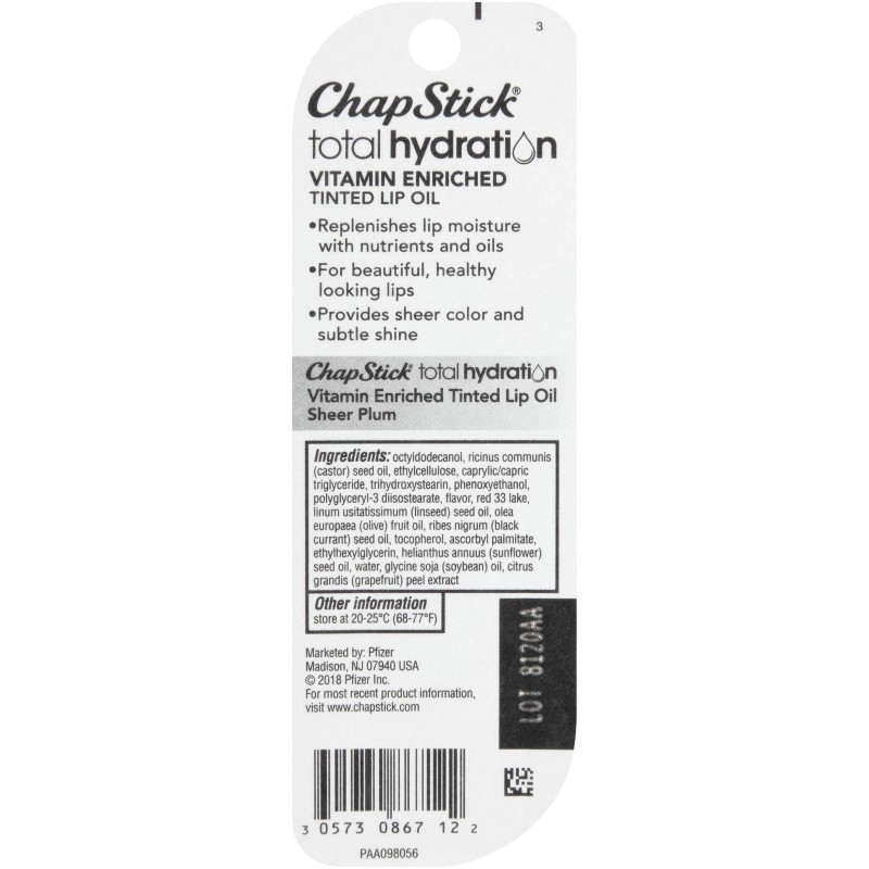 Chapstick Total Hydration Tinted Lip Oil - Sheer Plum -