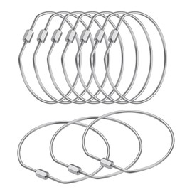 CrocSee 10 Pack Threaded Locking Key Rings (Diameter 2''), Stainless Steel Keychain Ring Organizer with Screw Lock, Keyring Holder Heavy Duty