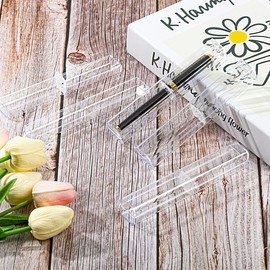 Lesnala 20Pcs Acrylic Clear Pen Gift Box Plastic Single Bulk Reusable Ballpoint Storage Display Case for Student School Office Supply Souvenir Present Packaging