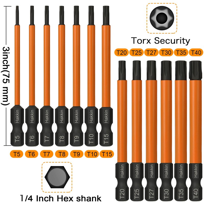 Torx Bit Set with Bit Driver Hakkin 14Pcs Tamper Proof