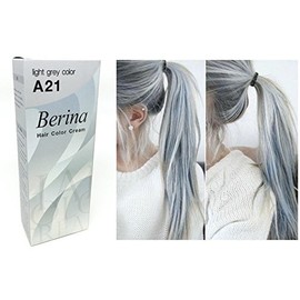 Berina Hair Color Cream Light Grey Silver A21 Permanent Hair Dye Unisex - Punk Style