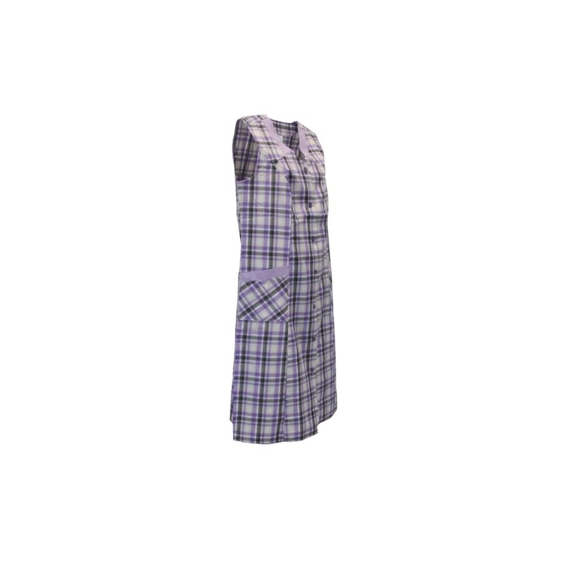 Schuerzenfabrik Button Gown Women's Mixed Fabric Checked Apron Sleeveless Cooking