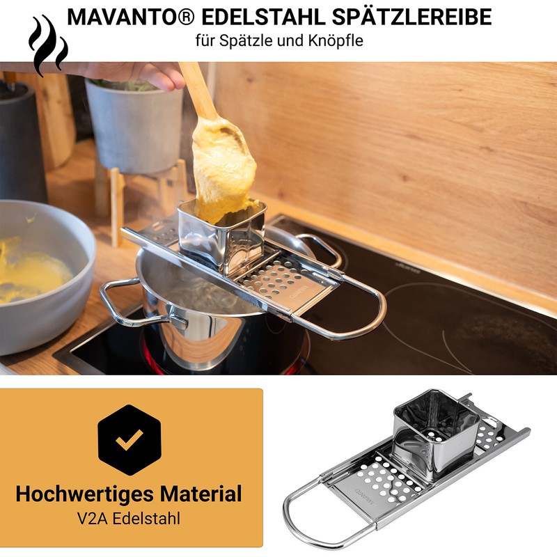 MAVANTO Spätzle Slicer Stainless Steel for Homemade Spätzle & Knöpfle