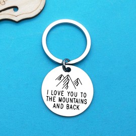 I Love You to the Mountains and Back Keychain Gifts for Boyfriend Girlfriend Husband Wife Friends Family Christmas Birthday Gifts Adventure Outdoor Hiking Camp Lover Gifts