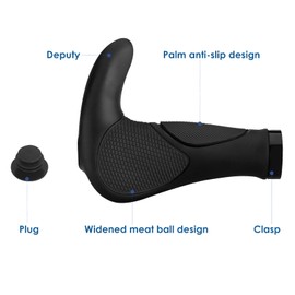 Simpeak Bike Bicycle Grips Handlebar, Gel Rubber Handlebar Grips Premium Bike Grips Ergonomic Bike Handlebars Comfortable Protector for MTB/BMX Bikes (Suitable for 22.2mm), All Black