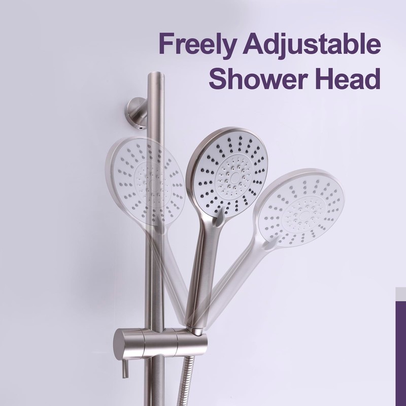 HAMOLER Wall Mount Shower Slide Bars with Handheld Shower Head