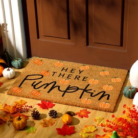 Ceenna Hey There Pumpkins Doormat Fall Coir Doormat Welcome Pumpkins Door Mat Autumn Non Slip Floor Mats Pumpkins Thanksgiving Indoor Entrance Door Mat Fall Porch Front Decor, 24 x 16 Inch