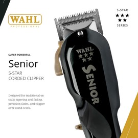 Wahl 8545 Professional 5-Star Series Senior Clipper â€“ Great for Professional Stylists and Barbers â€“ V9000 Electromagnetic Motor â€“ Black --Aluminum metal bottom housing
