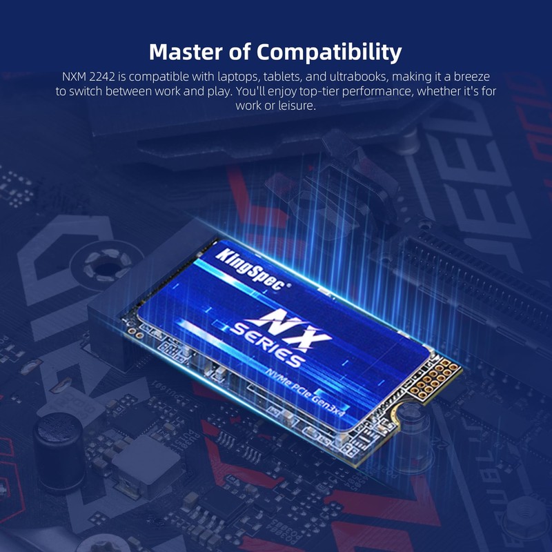 KingSpec 128GB M.2 2242 NVMe SSD - Up to 3500