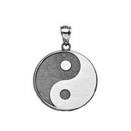 Good Luck Charms Elegant Oxidized Sterling Silver Ying and Yang Taost Symbol Charm Pendant