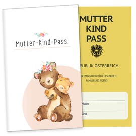 OLGS Mother-Child Passport Protective Cover Austria - Hab dich lieb Bär, Beautiful Gift Idea for Pregnant Women, Storage for MuKi Pass & Ultrasound Images