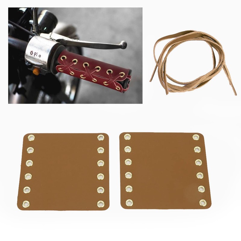 Grcfumo Motorcycle Handlebar Grip Covers, Motorcycle Grip Wraps, Leather Handle