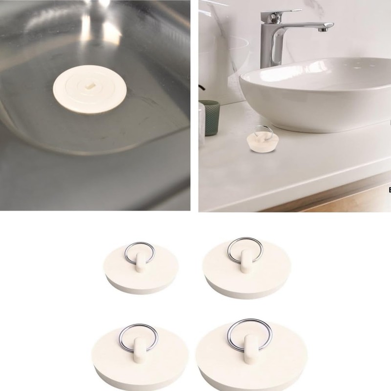 Naisfei 4 Pieces Drain Stopper, Bath Tub Drain Stoppers, Rubber