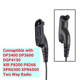 HYS D Type Hanger Earpiece D-Shape Headset Built-in PPT Mic Compatible with Motorola DGP4150 DGP6150 DGP5000 DGP6000 XiR P8200 XiR P8208 XiR P8268 Multi Pin Two Way Radio