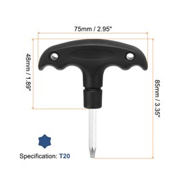 sourcing map Golf Spike Wrench Tool T20 Golf Torque Wrench Stainless Steel Golf Head Adjustment Tool Golf Driver Torque Tool with Plastic Handle for Golf Club Driver Shaft Adapter, Black
