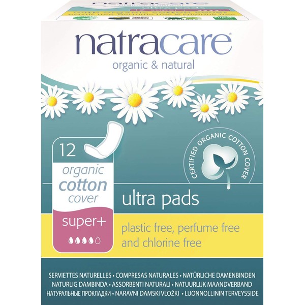 Ultra Pads,Organic Cotton Cover,Super Plus Natracare 12 Pads Box