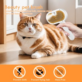 Pet Steam Brush for Dog & Cat, 3-in-1 Spray Hair Removal Comb, dog brush for shedding, cat steam brush, pet hair removal tool, Steam Brush for Shedding & Groomin, Includes Waterless Shampoo