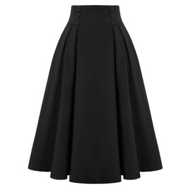 Belle Poque Plus Size Black Skirt with Pockets Plus Size A Line Skirt for Women,2XL