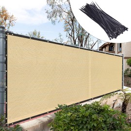 Royal Shade Custom Size 6' x 97' Beige Fence Privacy Screen Windscreen Cover Netting Mesh Fabric Cloth - Cable Zip Ties Included (We Make Custom Size)