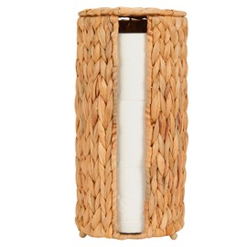 FairyHaus Wicker Toilet Paper Storage Basket with Lid, 3 Rolls Natural Water Hyacinth Toilet Paper Holder with Storage, Handwoven Toilet Paper Holder Stand Basket for Bathroom