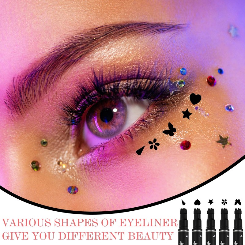 5Pcs Eyeliner Stempel Schwarzer, Doppelseitiger Flüssiger Eyeliner-Bleistift Eyeliner-Stempel Make-up, Eyeliner