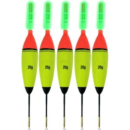 QualyQualy 5 Piece Eva Fishing Floats Fishing Floats Set + 10 Pieces Glow Stick Fishing Floats Luminous Glow Stick Floats Float Kit 10 g (20 g - 5 Pieces)