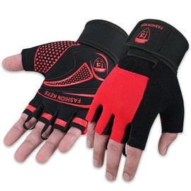 FK by ZM Gym Workout Gloves for Men & Women – Weightlifting, Powerlifting & Fitness Gloves with Wrist Support & Full Palm Stability – Secure Grip for Training, Pull-ups & Strength Workouts (Red, XL)