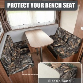Wetoricau Deer Hunting Camo RV Dinette Cushion Covers 2 PCS Wear-Resistan Camper Seat Covers Dinette Booth Camper Cushion Slipcover Sofa Slipover for Travel Trailer Couch