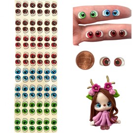 3D Resin Googly & Wiggle Eyes (96 Pcs/48 Pairs) 11mm – Brown, Red, Blue, Green – Self-Adhesive for Crafts, Clay, Felt, EVA, Cold Porcelain, Polymer Clay, Sculptures, Amigurumi & DIY Projects