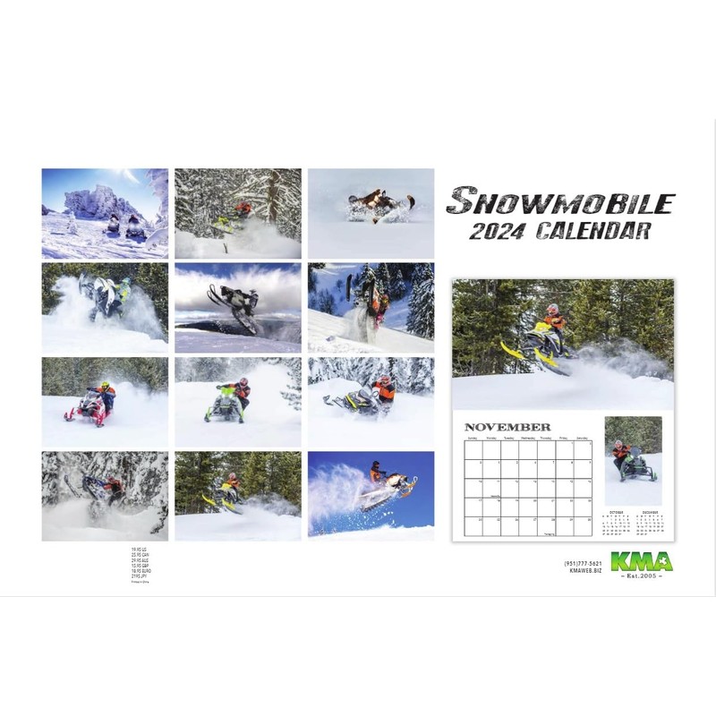 2024 SNOWMOBILE Deluxe Wall Calendar Snowmobiling Action