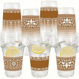 50 Pcs 12 oz Cielito Lindo Party Decoration Cups, Mexican Party Plastic Cups Disposable Terracotta Flower Mexican Dinnerware for Cinco De Mayo Wedding Birthday Party Supplies