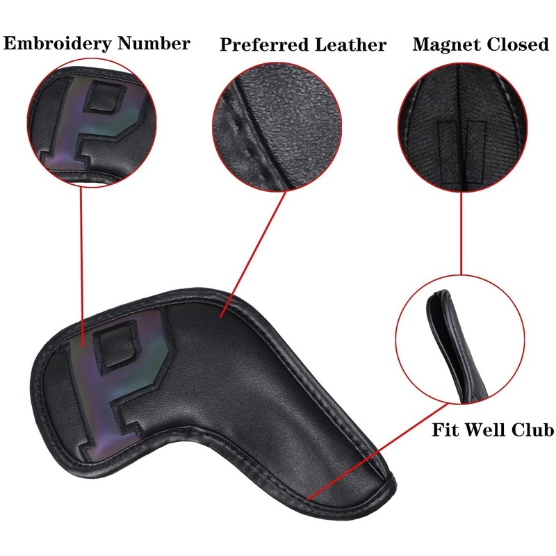 Scott Edward 11PCS Wedge Iron Golf Headcover Set PU Waterproof