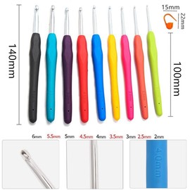 Crochet Hooks, Granmagazz 24 Pcs Crochet Hooks Set, Ergonomic Handle Crochet Hook Needles for Arthritic Hands, Knitting & Crochet Supplies for Beginners, Extra Long Crochet Needles with Stitch Markers