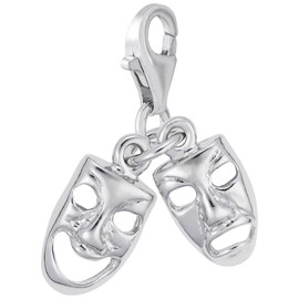Sterling Silver Comedytragedy Charm with Lobster Claw Clasp, Charms for Bracelets and Necklaces