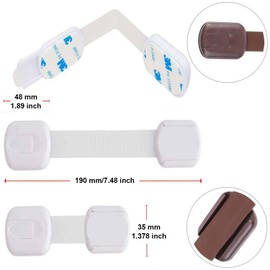 Cerraduras de Seguridad para Niños, 8 Piezas Seguros Flexibles con Pegamento Seguros para Puertas y Cajones Bebé para Bloquear el Acceso a Armarios Gabinetes Cajones Electrodomésticos y Más(Marrón)