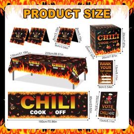 74 Pcs Chili Cook Off Decorations Black Hot Chili Decor Include 1 Banner 1 Tablecloth 1 Sign 1 Ballot Box 50 Voting Cards 20 Seat Cards for Party BBQ Mexican Fiesta Chili Chef Contest