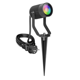 ledscom.de SHINGA Garden Spotlight with Ground Spike for Outdoor Use, IP65, Plug, Anthracite, Includes GU10 RGB Lamp, Smart, 473lm, Warm White - Cool White
