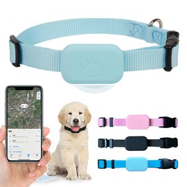 PawsPath Pet GPS Tracker Collar, Unlimited Range Waterproof Cat Dog Anti-Lost Device Smart Locator Tracking GPS Pet Tracker Collar for Apple iOS FindMy (Blue, Large)