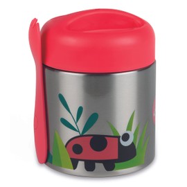 TUM TUM Kids Food Flask with Magnetic Spork & Easy Open Lid, Insulated Food Jar, 300ml, Bugs