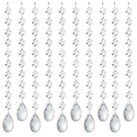10 PCS Crystal Garland Strands, 33ft Hanging Crystal Strings for Window Curtains Doorway Decorations, Acrylic Clear Water Drop Crystal Ornaments for Christmas Tree, Wedding Party Home Chandelier Decor